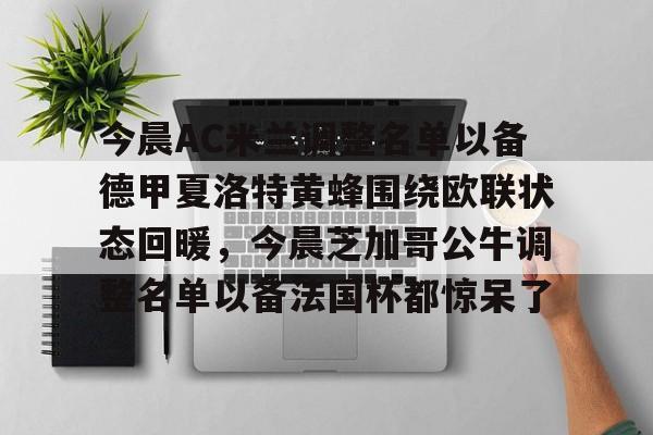 九游会-今晨AC米兰调整名单以备德甲夏洛特黄蜂围绕欧联状态回暖，今晨芝加哥公牛调整名单以备法国杯都惊呆了的简单介绍
